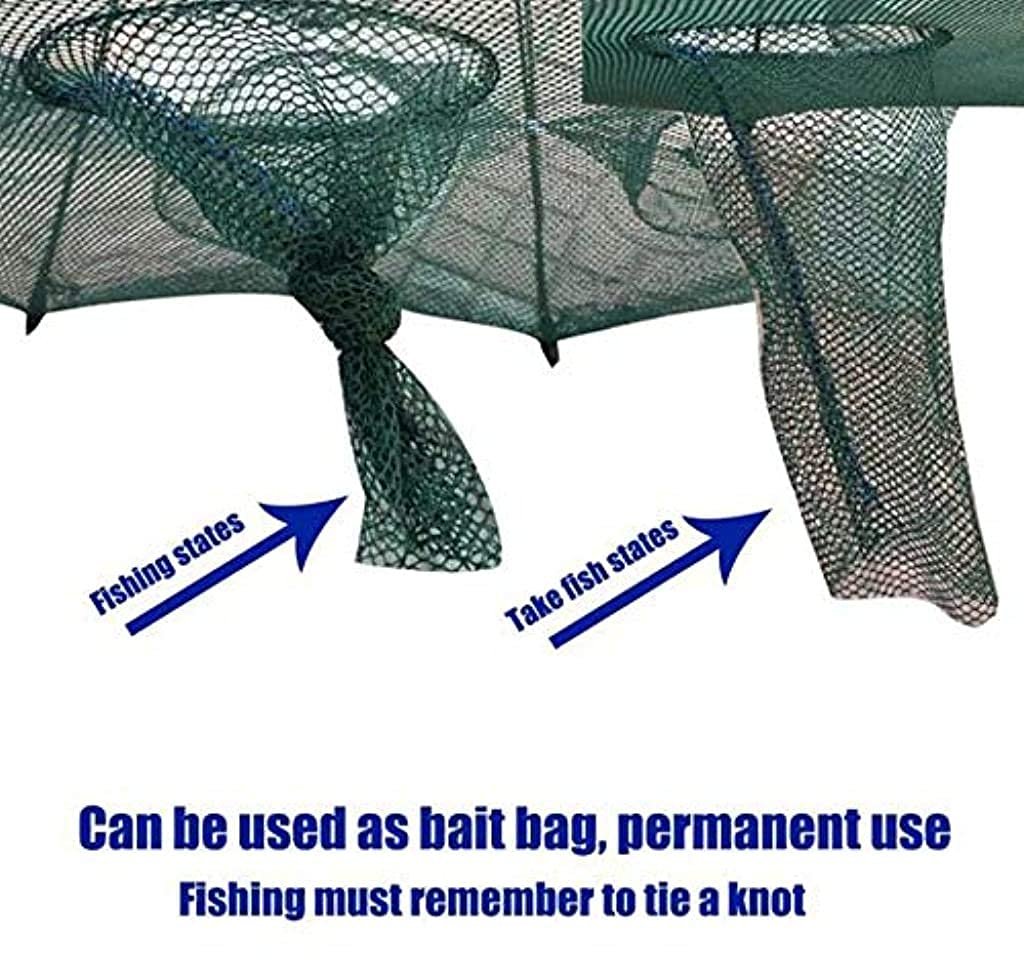 Cast Mesh Automatic Light Upgraded 6 Side, 6 Hole Crab Net, hand throw, Portable Folded Fishing Net for Shrimp, Minnow, Crayfish, Crab, 100% Pure Nylon Fish Catching Net - Image 4