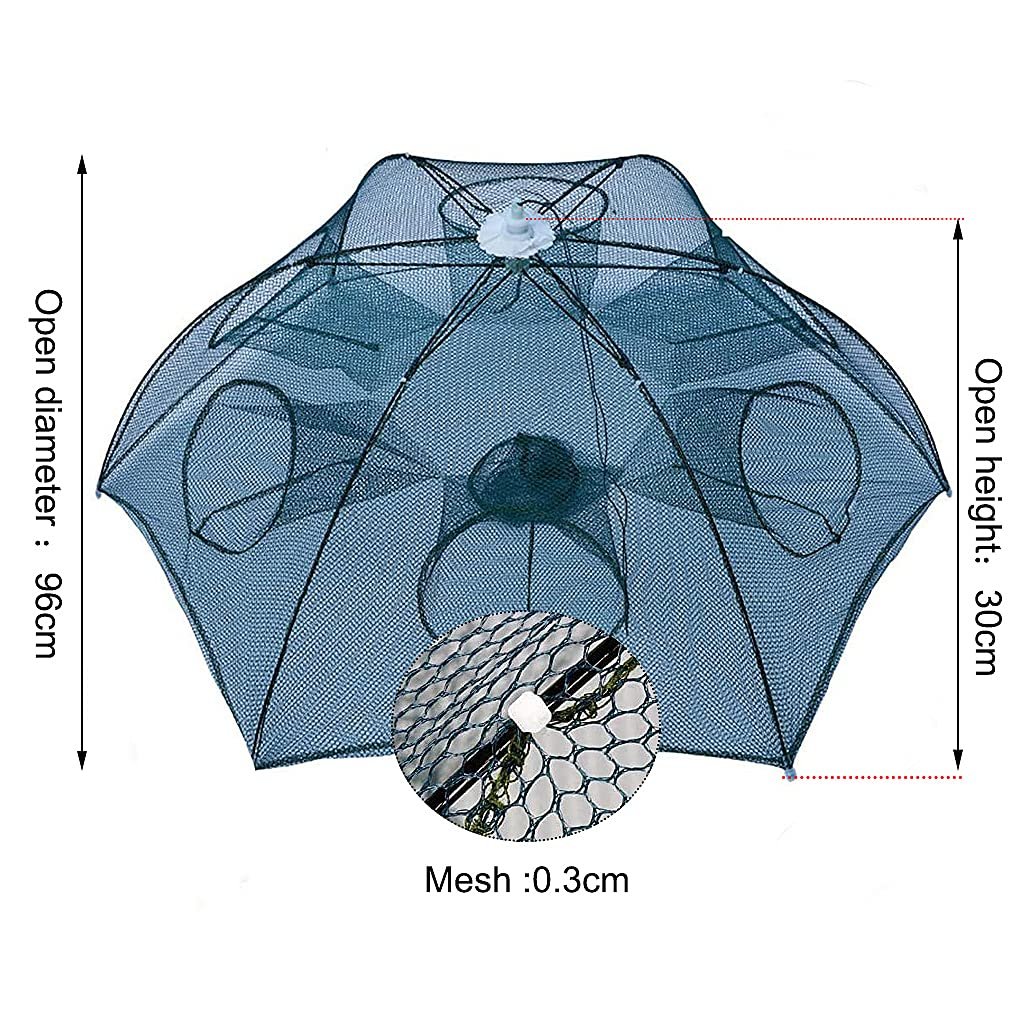 Cast Mesh Automatic Light Upgraded 6 Side, 6 Hole Crab Net, hand throw, Portable Folded Fishing Net for Shrimp, Minnow, Crayfish, Crab, 100% Pure Nylon Fish Catching Net - Image 3