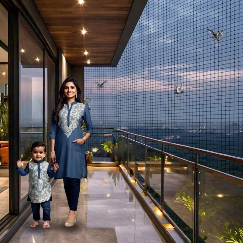 Anti-Bird Net UV-Stabilized HDPE Multi-Filament Net with Installation Kit & Tying Ropes Attached - Black - 12ftx20ft